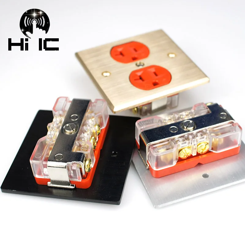Разъем питания HIFI аудио двойной сети США 20A AC розетка красная медь панель розетки