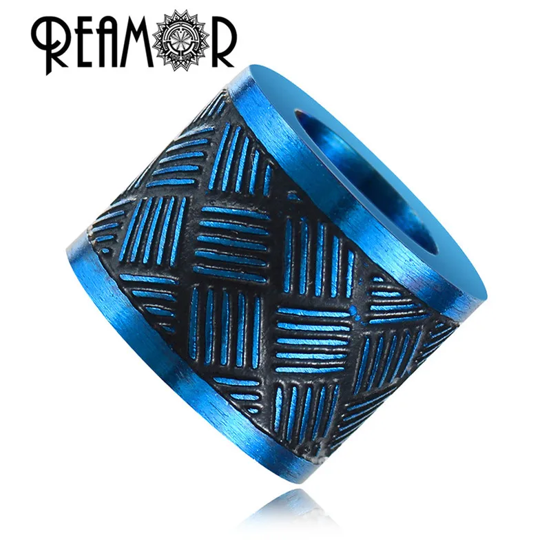 REAMOR 5 шт. позолоченные/черные амулеты бисер с большим отверстием бусины из нержавеющей стали для изготовления ювелирных изделий мужские ожерелья и браслеты DIY бусины - Цвет: Blue