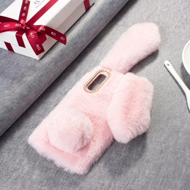 Милый кролик, теплый мех, шикарный чехол плюшевый кролик для Coque samsung Galaxy A50, чехол для Etui samsung A50 A 50 SM-A505F, чехол