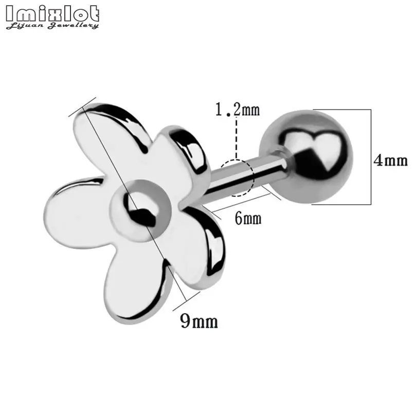 Imixlot 1 шт. Кристалл Циркон цветок серьги пирсинг хряща уха Tragus Спираль уха пирсинг верхней части Labret тела ювелирные изделия 16 г