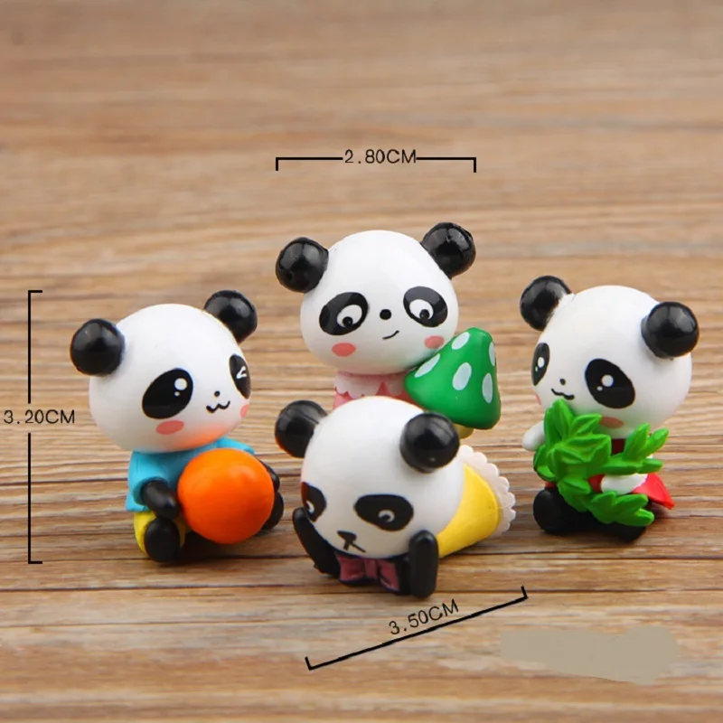 4pcs/lot Zakka Groceries Panda Life Version PVC Figures Toys Micro Garden Landscape Decoration Props Toy For Children Collection | Игрушки и