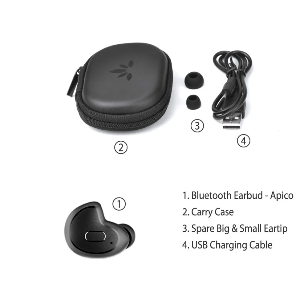Avantree Мини Bluetooth Наушники V4.1 с микрофоном плотно прилегающие беспроводные