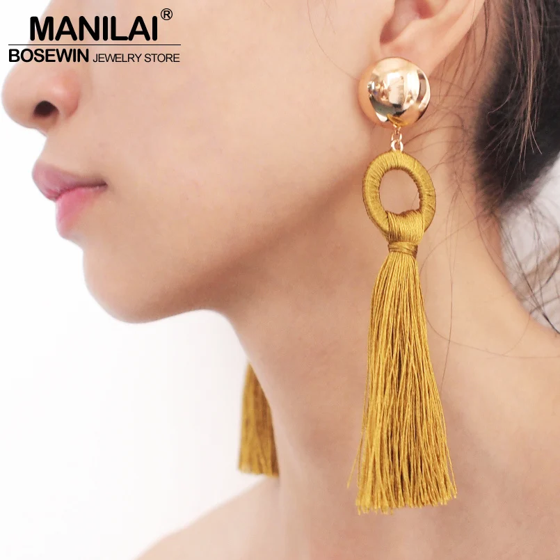 MANILAI богемные длинные серьги ручной работы с кисточками для женщин модные