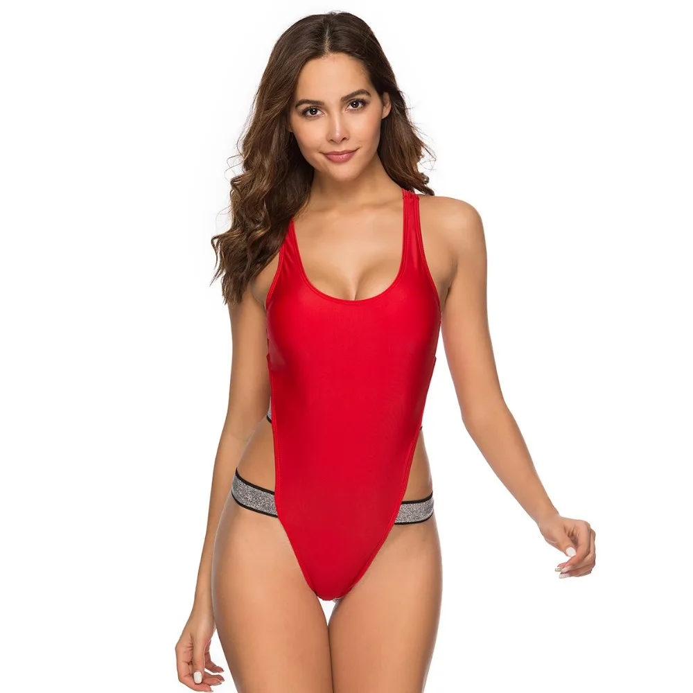 Women Sexy High Waist Monokini One Piece Bikini Swimsuit Swimwear Push Up Strap Halter Maillot Black Red Swim Bath Suit Tankini | Спорт и