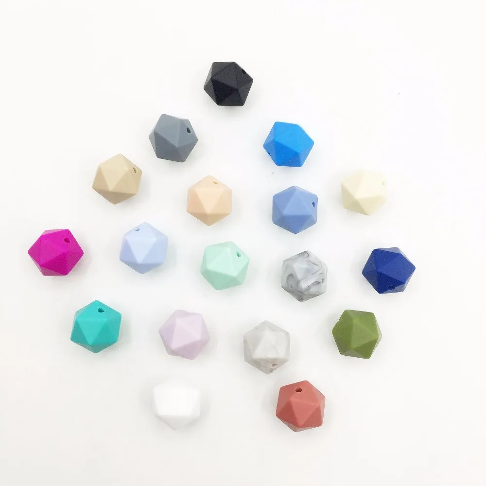 

BPA Free Silicone Beads For Teething Necklace Jewelry DIY Silicone Icosahedron Beads Better Than Hexagon 50pieces/lot