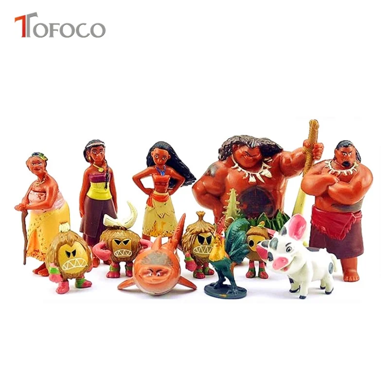 TOFOCO 12 шт./компл. 5 8 см принцесса куклы в виде Моаны игрушка Мауи Heihei Adventure