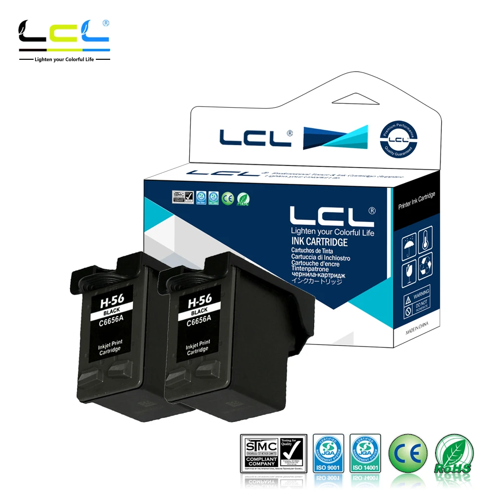 LCL 56 C6656AN C6656AE (2 Pack Black) чернильный картридж совместимый для HP Deskjet 450ci 450cbi 450Wbt 5150 w 5550