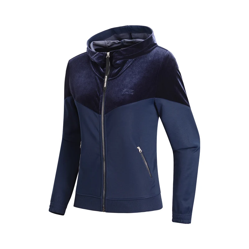 Li-Ning, женские трендовые свитера-худи, на молнии, обычный крой, бархат, пэчворк, удобная куртка, подкладка, спортивные толстовки, AWDN836 WWJ938 - Цвет: AWDN836-1H
