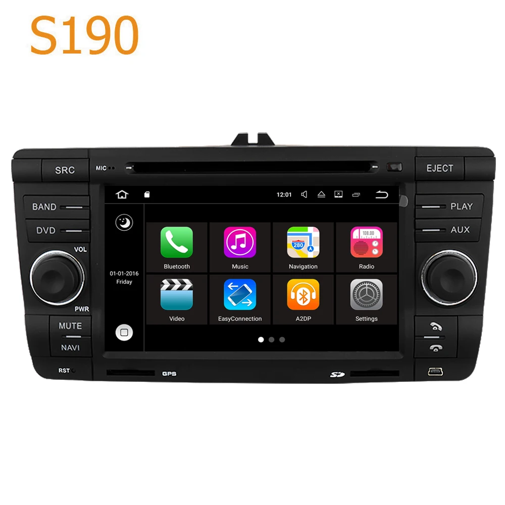 Автомобильный DVD плеер Road Top Winca S190 Android 7 1 четырехъядерный процессор GPS для Skoda Octavia
