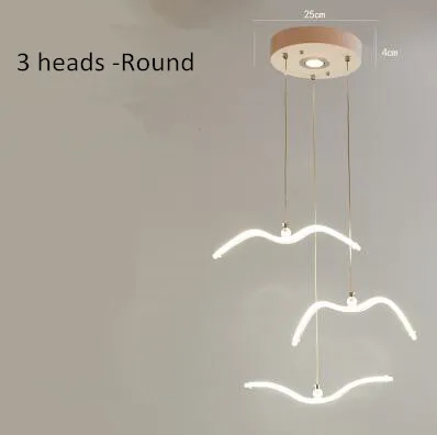 3 Heads -Round Скандинавский дизайн чайки светодиодные люстры для бара/кухни птицы Люстра Потолочный акриловый Блеск подвесной светильник - Цвет абажура: 3 Heads -Round