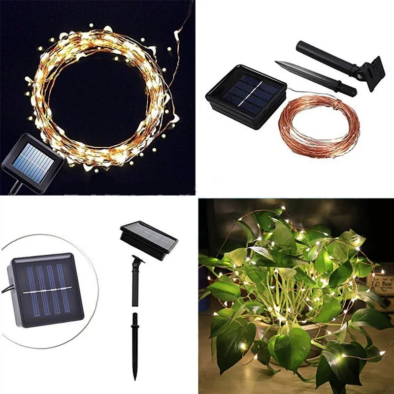 Теплый белый 10 м 100LED солнечная энергия Гирлянда Свет Сад Рождество открытый|10m