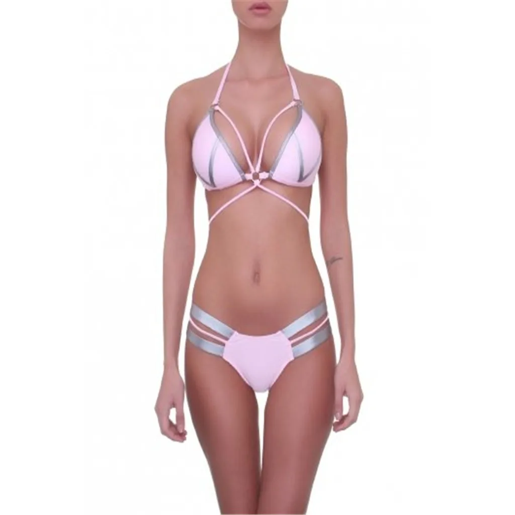 Пикантный Женский комплект бикини LIVA GIRL однотонный модный пляжный купальник из
