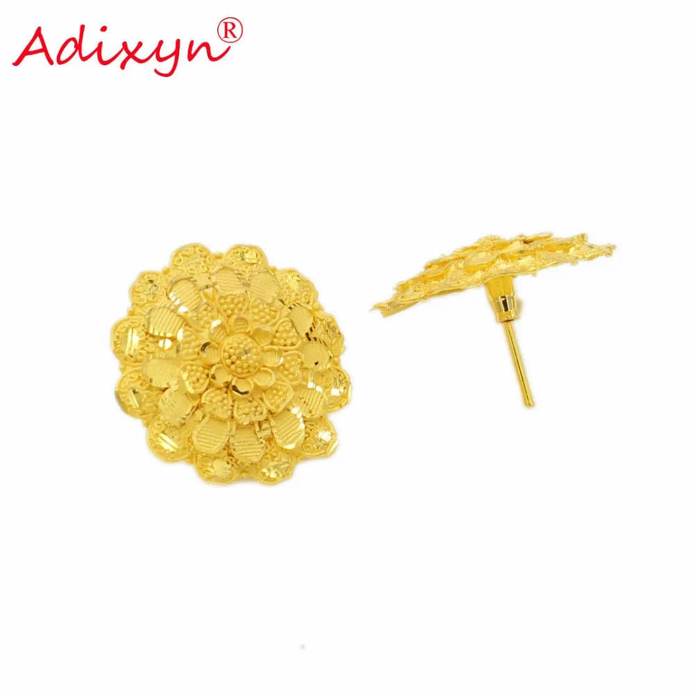 Adixyn круглые 2 8 см серьги гвоздики для женщин золотой цвет/медь украшения ручной