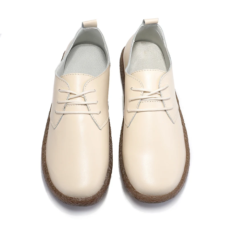 Shuxue Women Flats Shoes Genuine Leather Lace-up Round Toe Muscle Sole Ladies casual Comfortable Soft Female Fall | Обувь