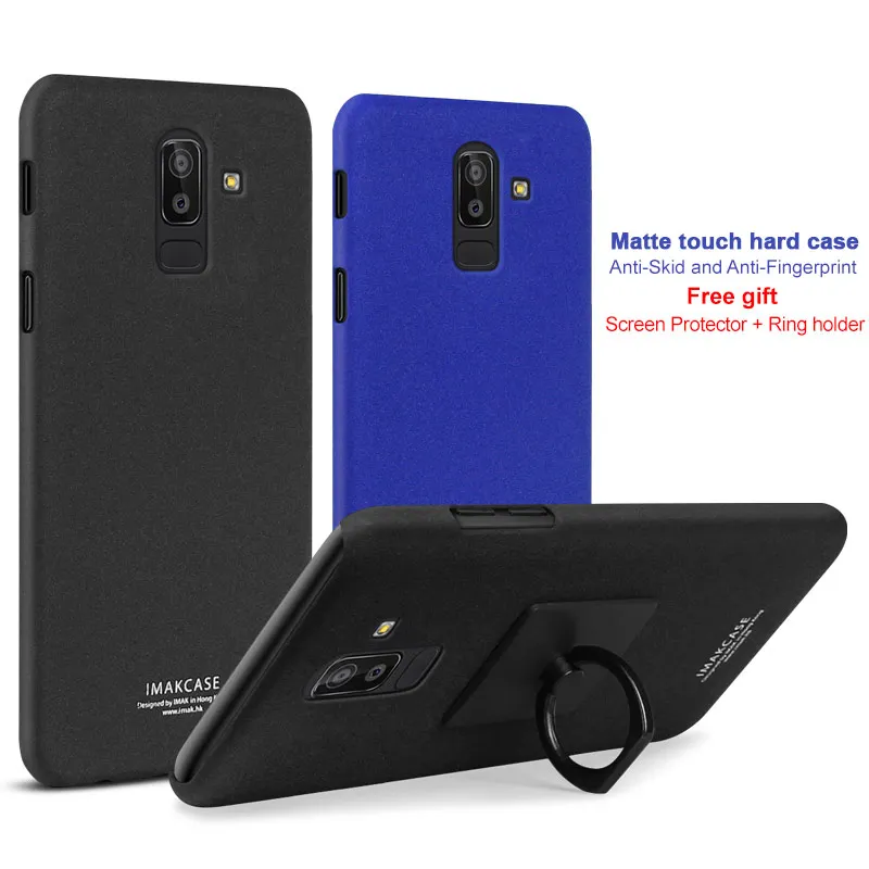 IMAK матовая ковбой чехол для samsung galaxy j8 2018 кольцо держатель подставка телефона J800FN