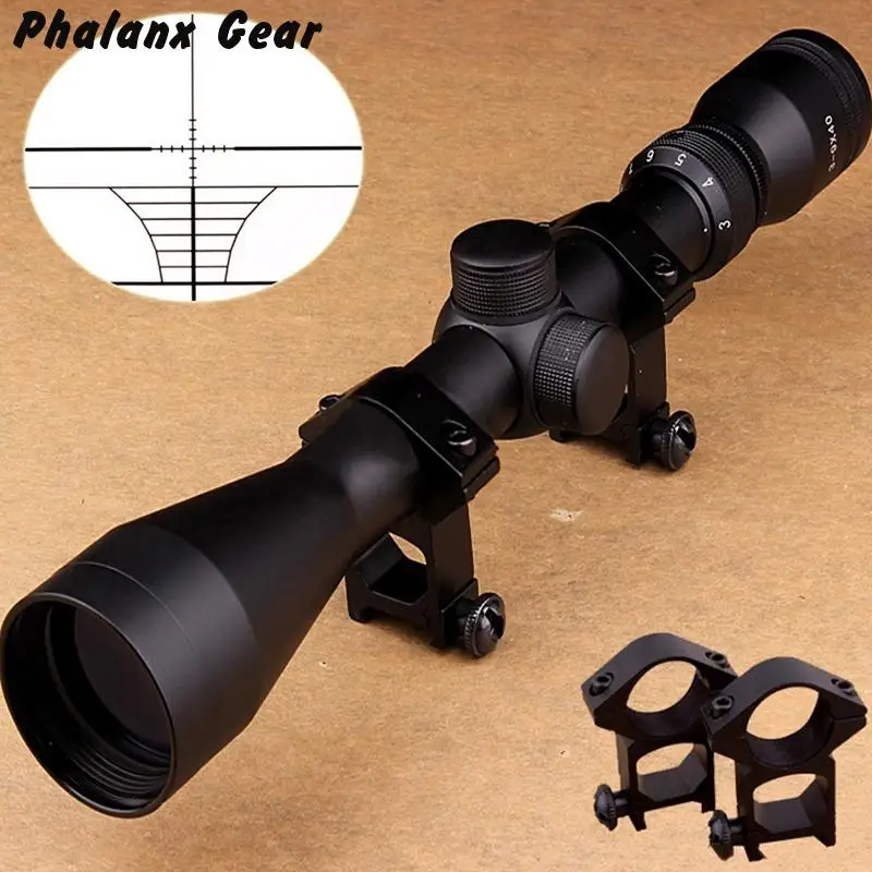 3-9x40 Rifle Sight Scope Tactical Optical Dot Verlichte Retische Voor Hunting Rail Mounts Red Riflescope | Спорт и развлечения
