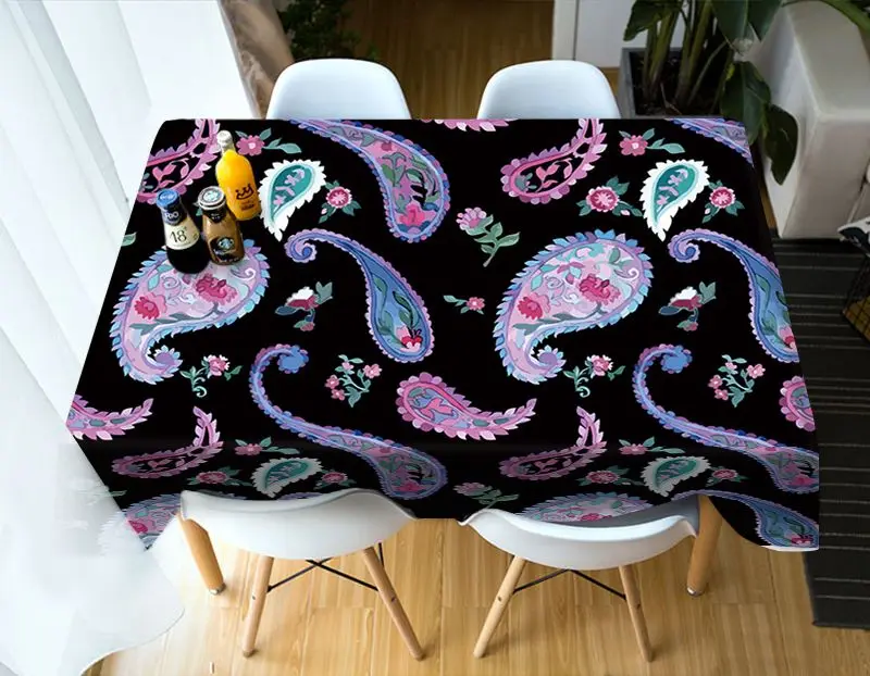 Personality design Black saffron Leaves Pattern Tablecloth Factory Outlet | Дом и сад