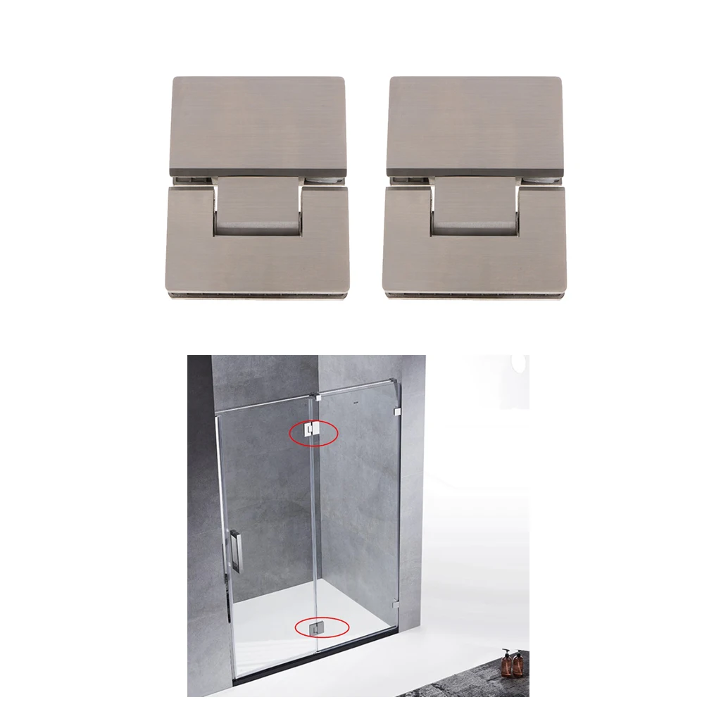 

2x SHOWER DOOR HINGE, GLASS TO GLASS, 180 DEGREE, STAINLESS STEEL