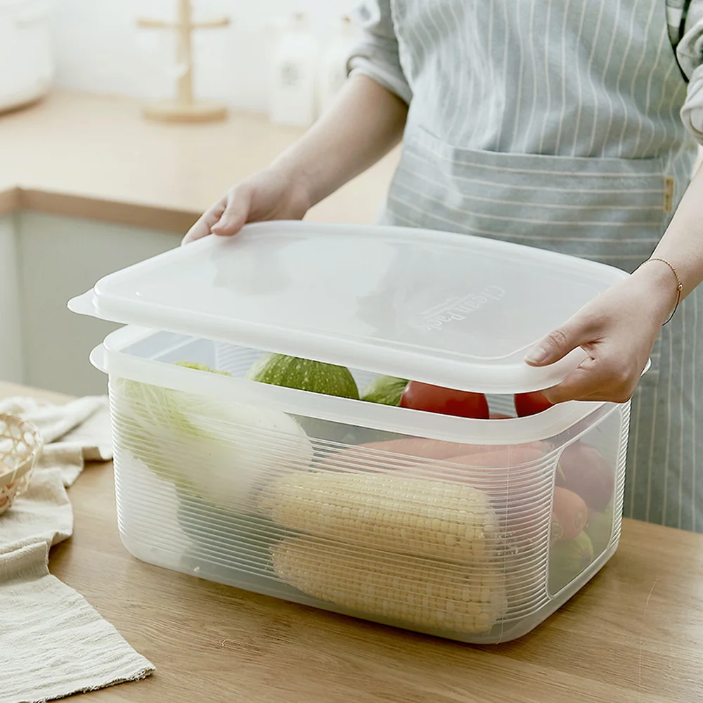 Большая емкость коробка для хранения холодильника пластиковая продуктов