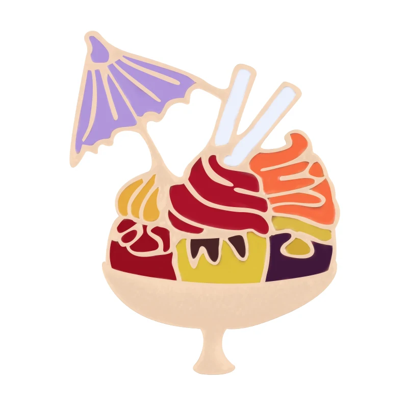 ice cream Милый питомец брошь в стиле аниме Русалка Pin эмаль значки мороженое пляж рис тапочки со словами брошь ювелирные изделия Рождество мультфильм подарок для детей - Окраска металла: ice cream