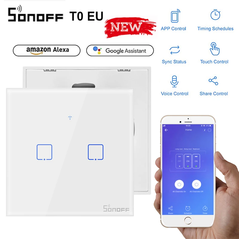 Сенсорный настенный выключатель SONOFF T0EU TX с Wi Fi беспроводной переключатель для
