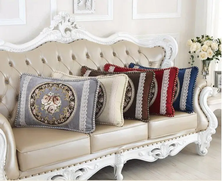 

Classic Europe Cushion Covers High Quality Rectangle Throw Pillow Case Elegant Decorative Sofa Car Cushion Case Home Textile
