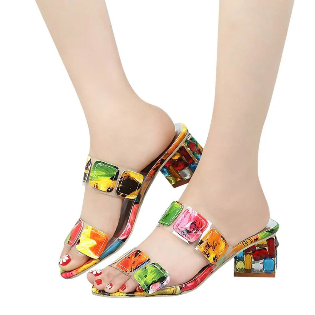 SAGACE Для женщин Летние тапочки стразы женские туфли-лодочки шлепанцы на высоком