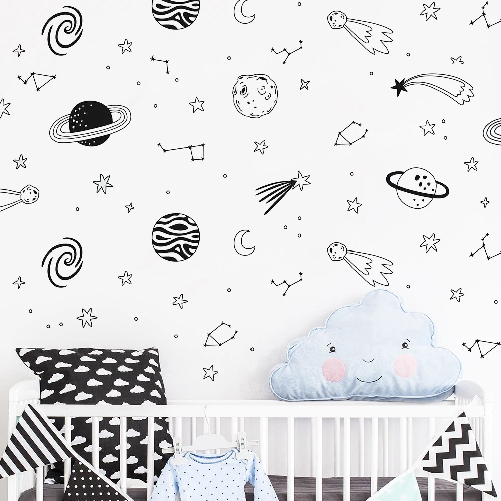 Виниловые наклейки на стены космические стену планеты звезды искусство детская