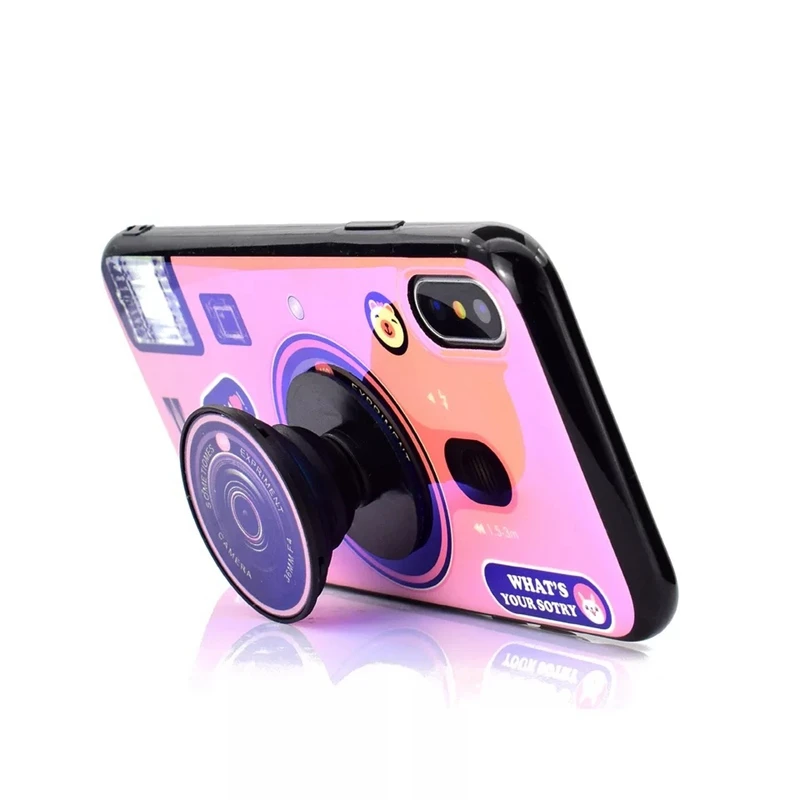 Case For Xiaomi Redmi 4X Note case Camera pattern soft TPU Silicone Cute 4 Cover Hidden Stand Holder |