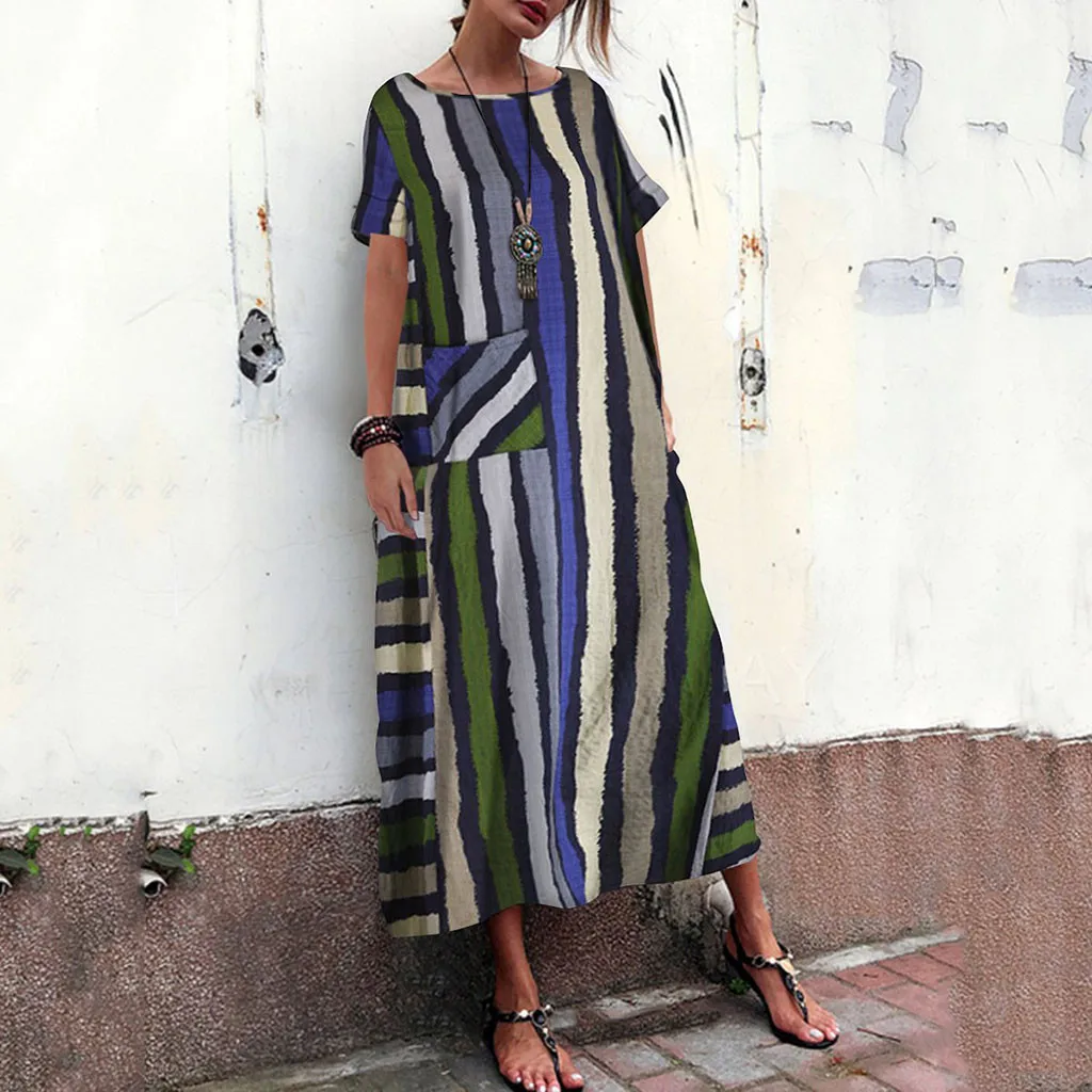 Женские Летние повседневные модные стильные элегантные богемные полосатые