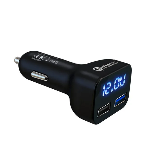 Color 2 CRDC автомобильное зарядное устройство Quick Charge 3,0 светодиодный дисплей USB быстрое зарядное устройство для Xiaomi iPhone X huawei samsung S9 S8 QC 3,0 USB Автомобильное зарядное устройство - Тип штекера: Color 2