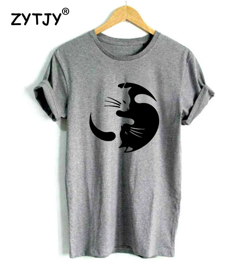Yin Yang Cat женская футболка Повседневная хлопковая хипстерская забавная для женщин
