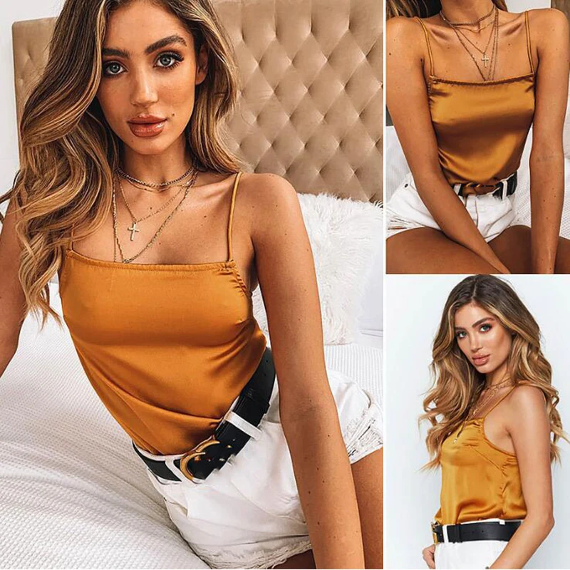 Летний сексуальный женский шифоновый топ без рукавов с бретельками на бретелях