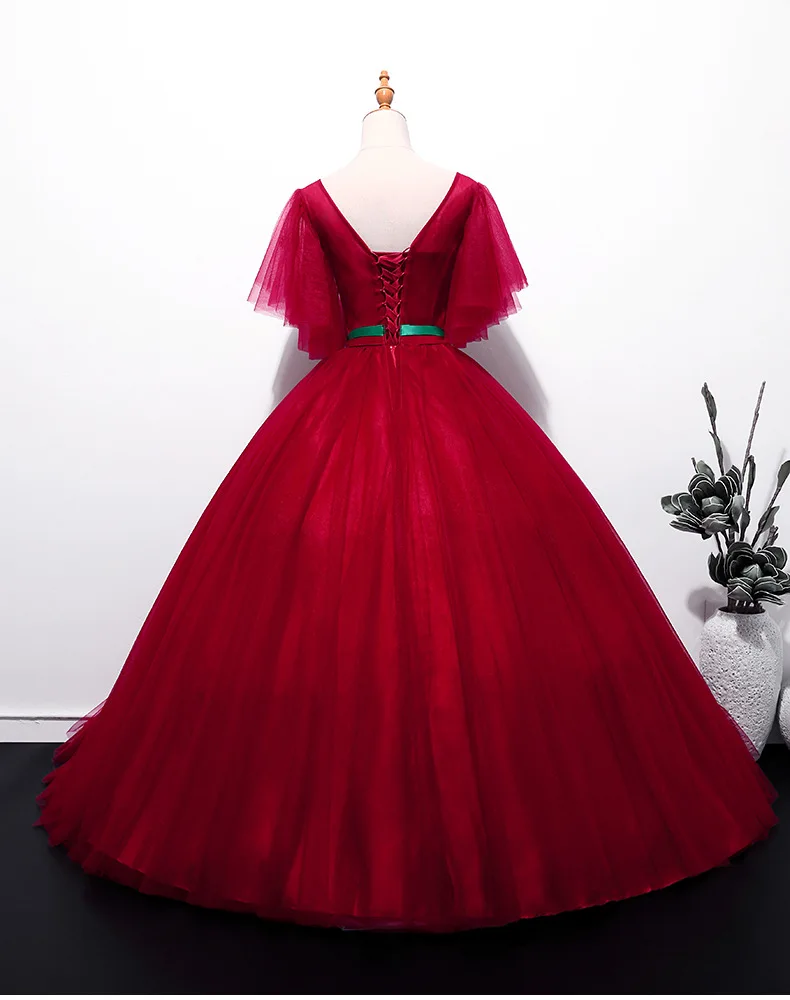 Beauty Emily New O Neck Lace Up Back Evening Dresses Long Tiered Formal Party 3 Colors Gown With Sashes Robe de Soiree | Свадьбы и