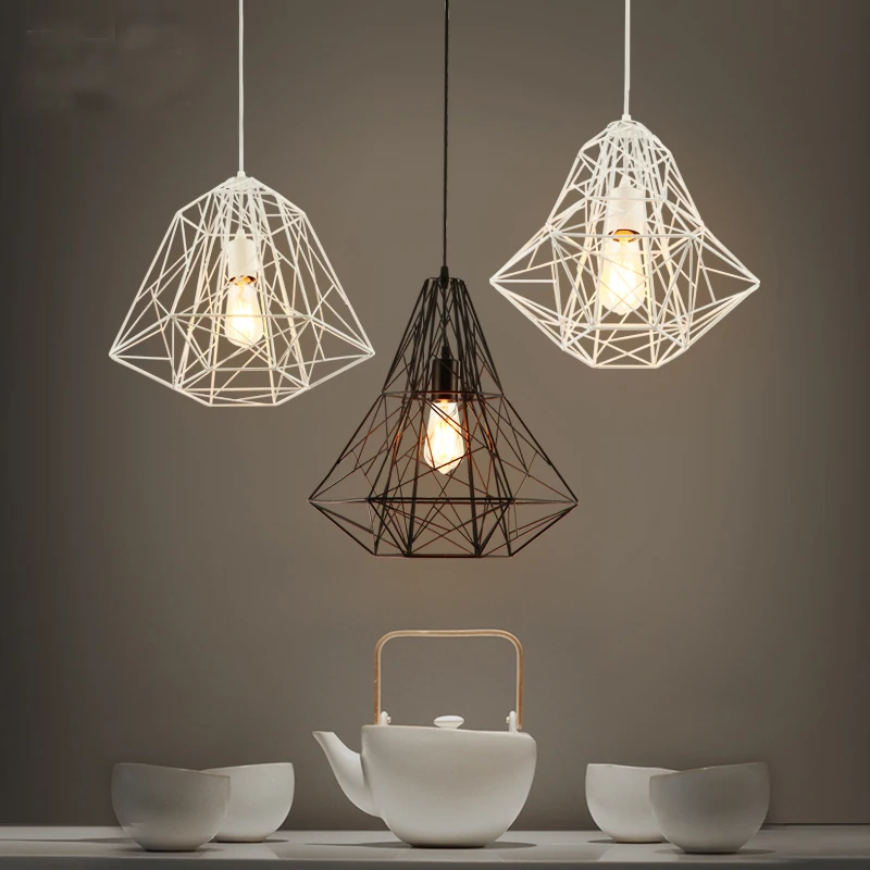 Droplight железная винтажная Алмазная клетка Ретро подвеска освещение бар для