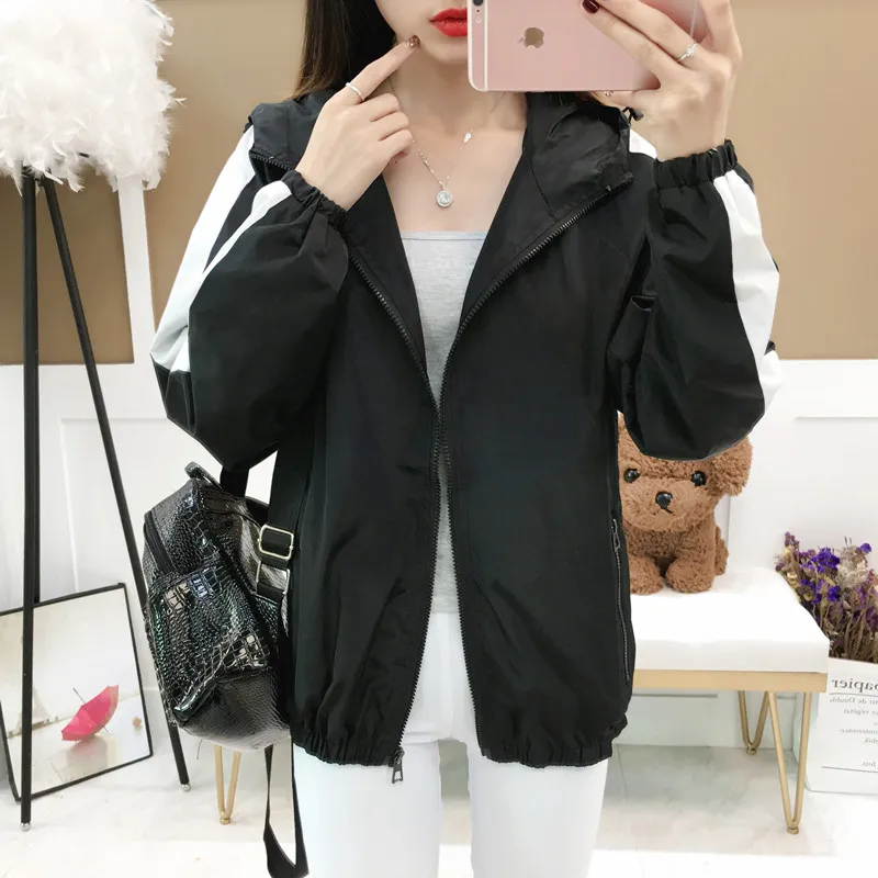 UHYTGF Women Hooded clothes 2019 Korean version of the loose Plus size top women jackets spring autumn Couple casual X24 | Женская