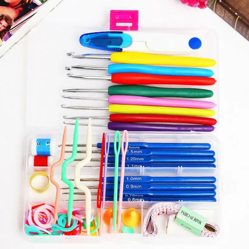 Newest Crochet Latch Curve Needle Mark Hand Knitting Needles Weave Accessories With Case Box Tools Set | Дом и сад