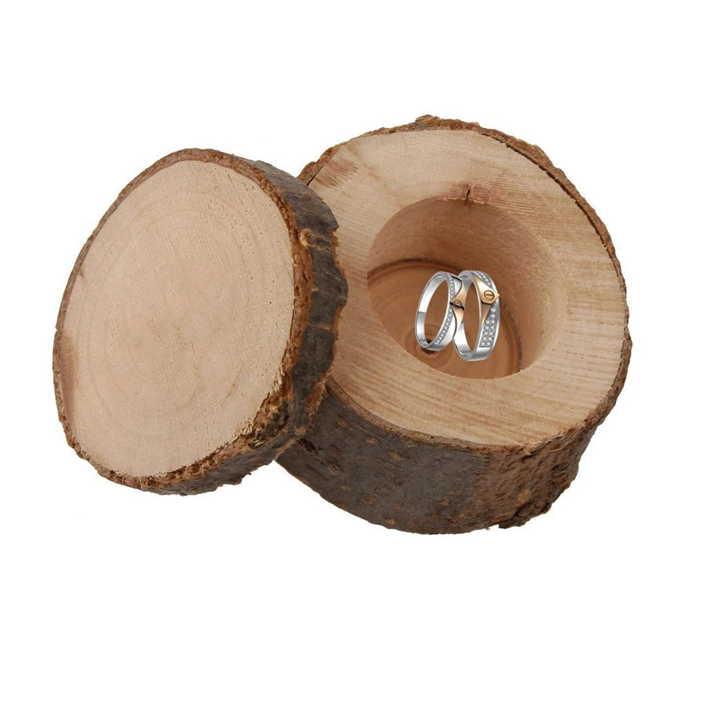 PIXNOR пустая деревянная серьги кольца круглая коробка Шебби шик рустикальный