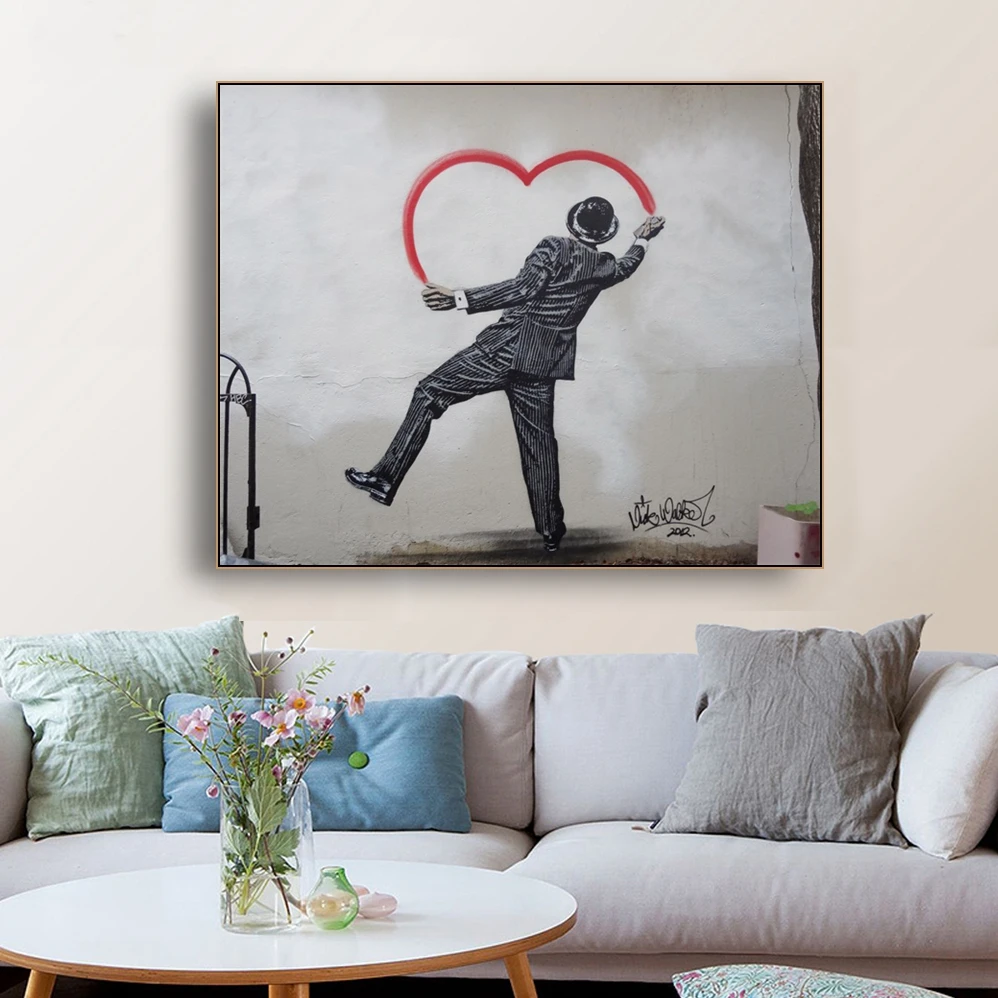 Картина сердце banksy на стену арт Декор холст живопись каллиграфия печати плакатов