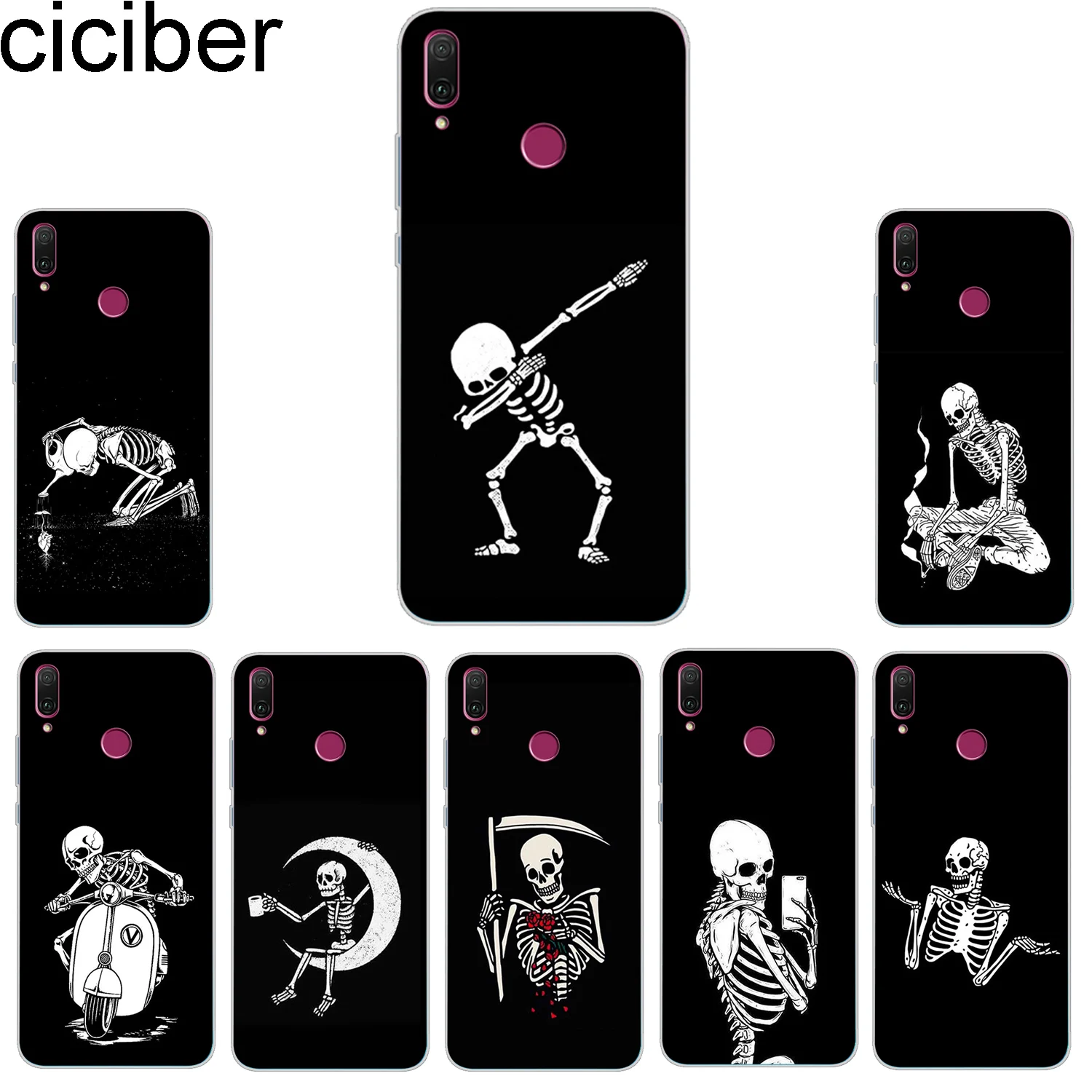 ciciber Phone Case for Huawei Honor 10 9 8 lite 7A 8C 8X Note V10 Play Y9 Y7 Y6 Y5 Y3 Pro Prime 2017 2018 2019 Human Skeleton |