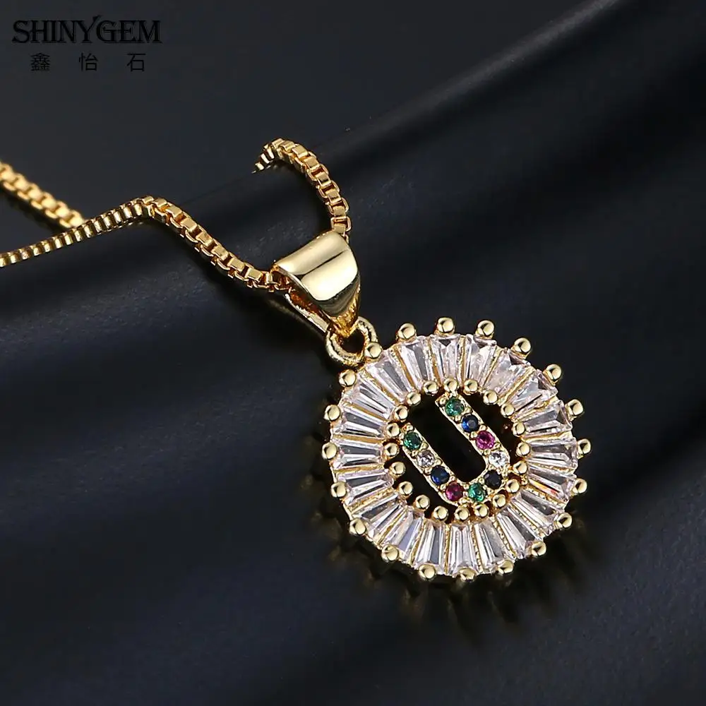 ShinyGem 26 ожерелье с буквами алфавита большой круглый кристаллический кулон Радуга