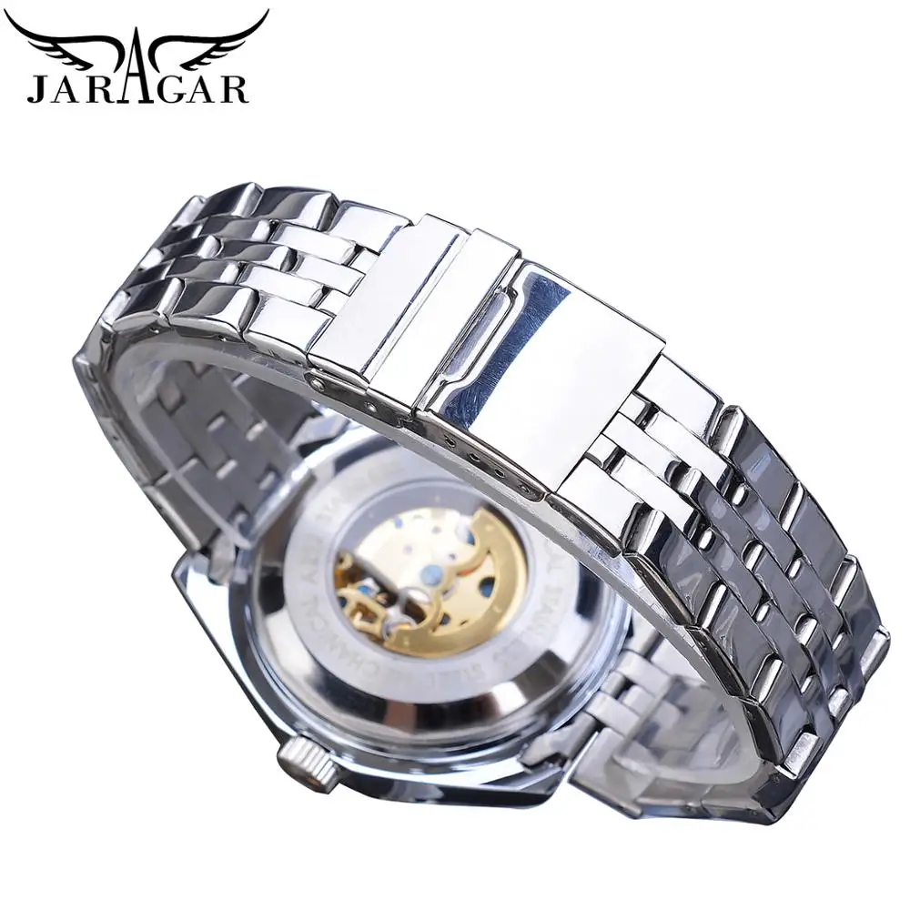 Jaragar Классические Автоматические Мужские часы Relojes Hombre серебряные со стальным