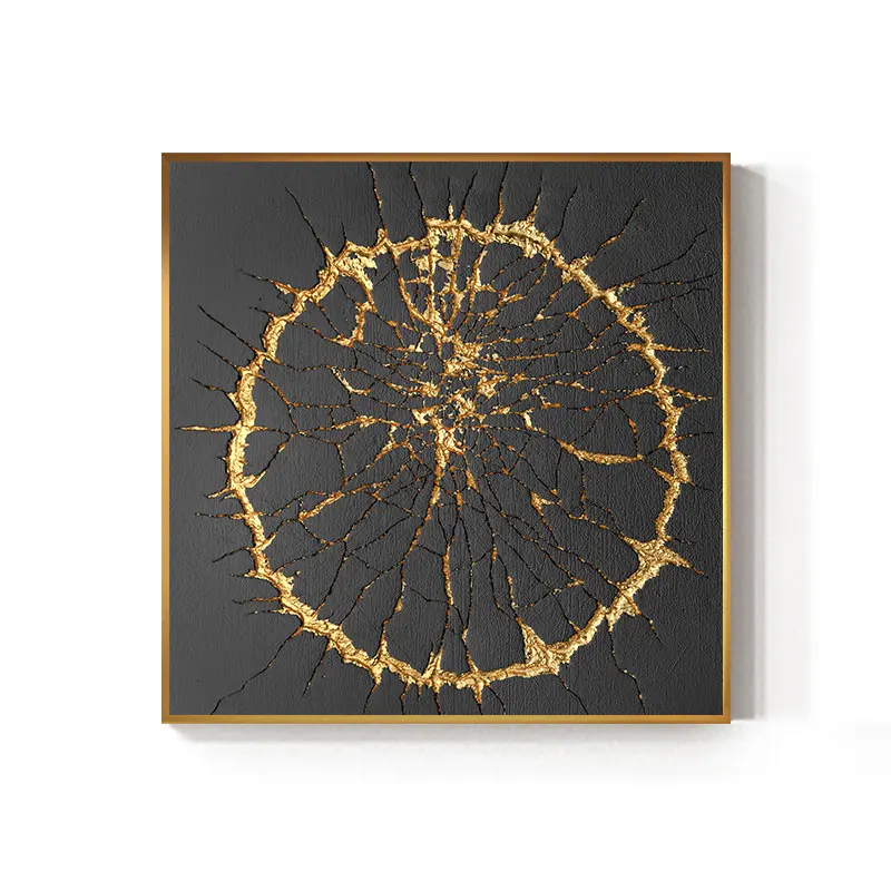 

Painting Abstract Gold Round Lines Wall Art Picture For Living Room Decor Poster And Print Art Gallary Wall Canvas No Framed