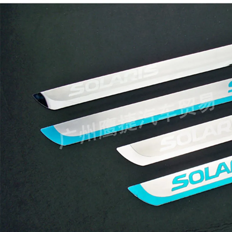 Накладка на порог автомобильной двери для Solaris 2010- 2016 защитная из нержавеющей