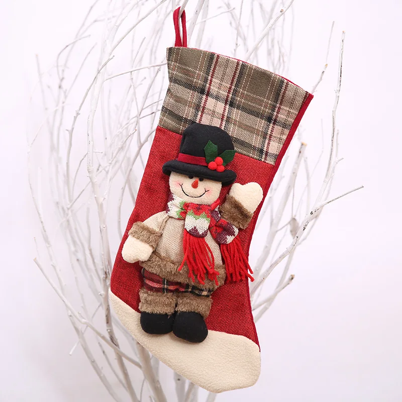 New 3pcs/set Christmas Stocking Santa Claus Snowman Reindeer Gift Ornament Socks Bag Tree Decoration Hot Sale | Дом и сад