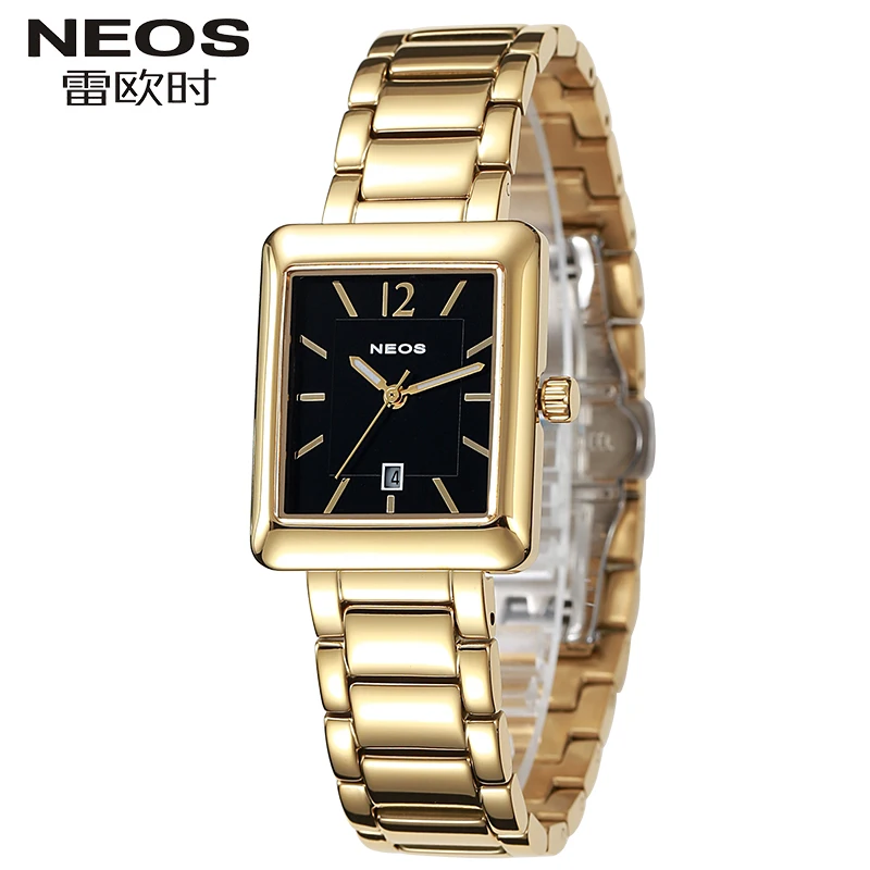 NEOS ультратонкие женские водонепроницаемые Модные прямоугольные кварцевые часы