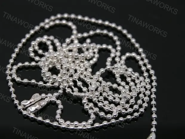 

Lot of 100PCS Shiny Silver Plated Dog/Ball Chain Necklace Lead Free 2.4mm Bead 28'/70cm