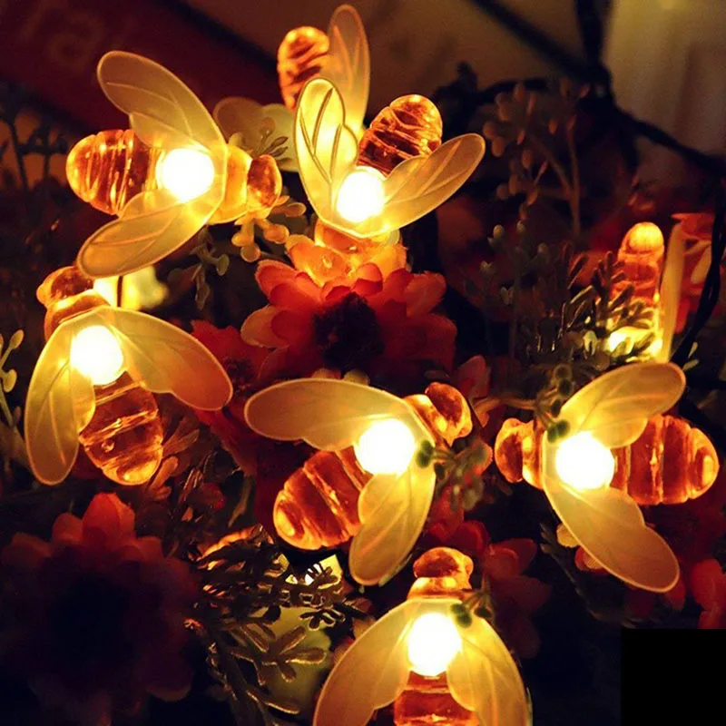 3M 20LED 5M 30LED Bees String Lights Christmas Fairy Garlands Outdoor Battery Flash For Holiday Xmas Party Garden Decor | Лампы и