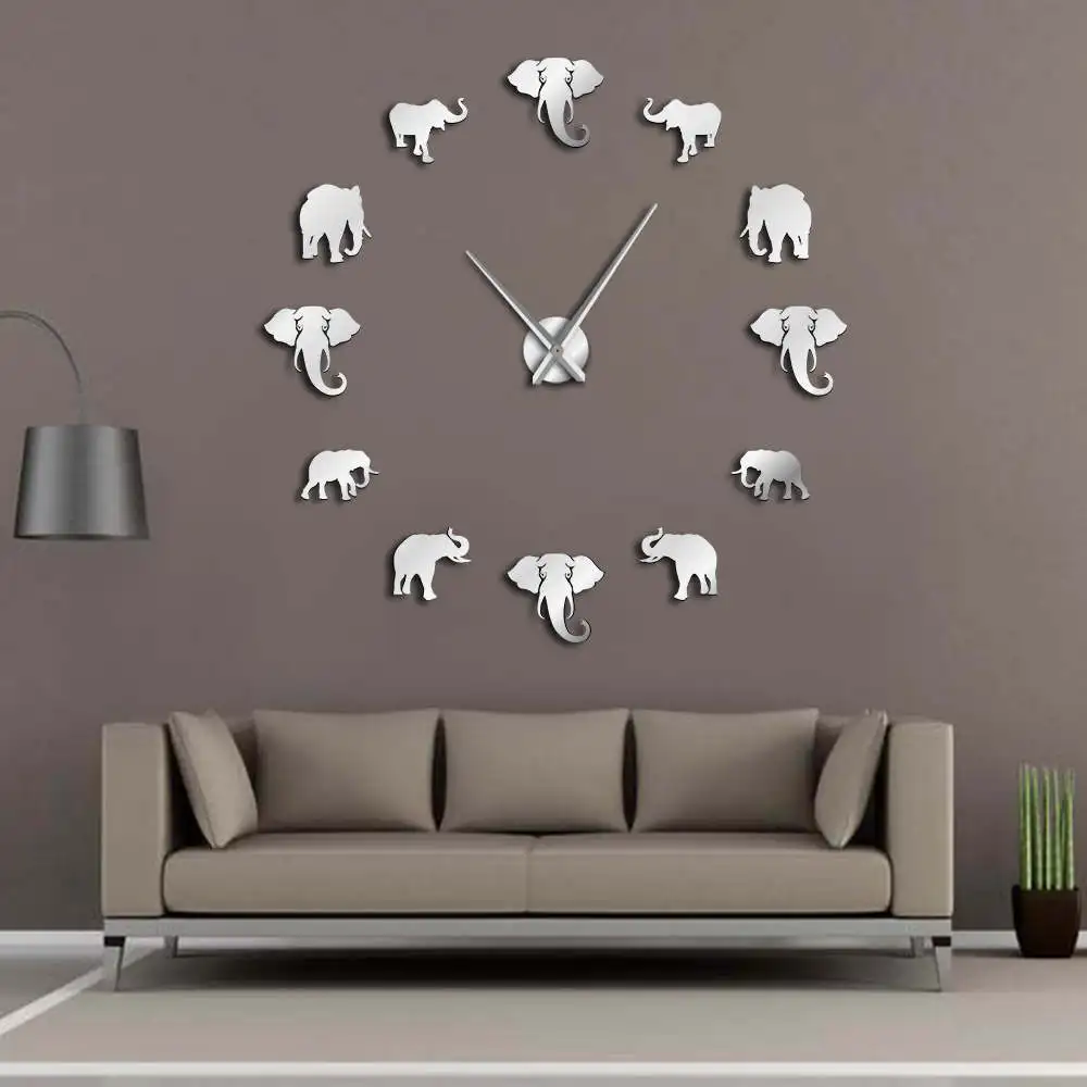 Jungle Animals Elephant DIY большие настенные часы домашний декор современный дизайн