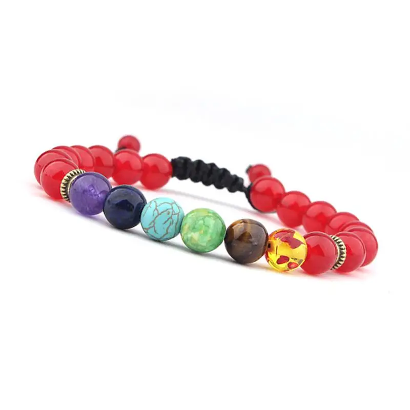 New weaving colorful volcanic lava rock bracelet hand-woven red a-gate beaded beads | Украшения и аксессуары